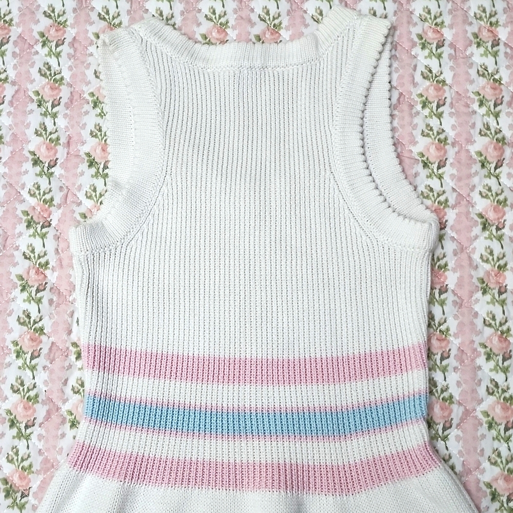 Loveshackfancy ๐ Indiana Knit Sleeveless Dress with Pink Blue Pastel Stripes XS - Picture 14 of 14